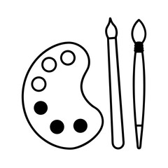 colours brushes pencil palette white background art.