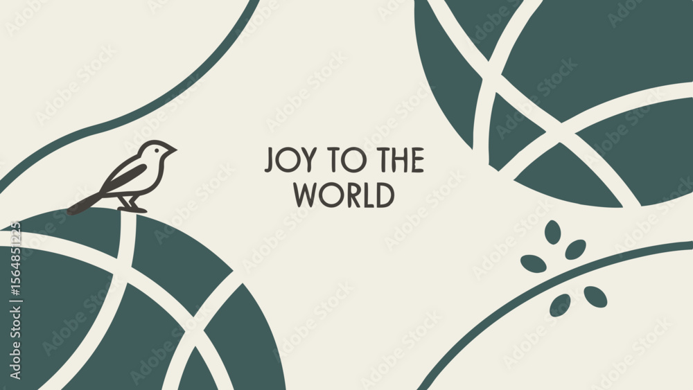 Aufkleber vector joyful bird illustration with abstract shapes and text design