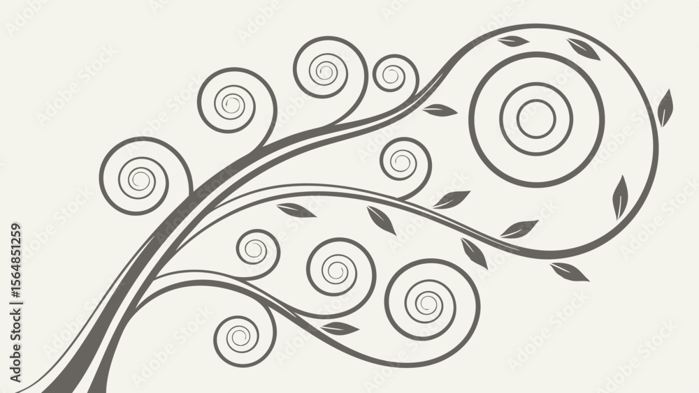 Aufkleber vector elegant swirling lines create beautiful abstract design with leaves and circles