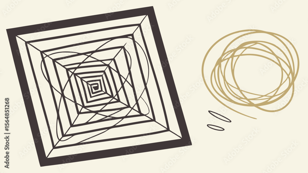 Poster vector abstract geometric design features textured off transparency background with swirling lines