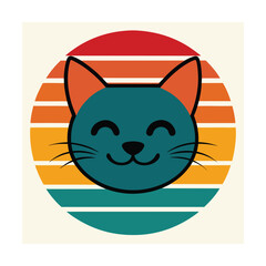 Cat Silhouette with Playful Grin on Sunset