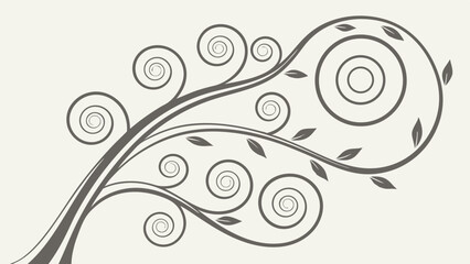 Vector Elegant swirling lines create beautiful abstract design with leaves and circles