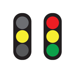 Set of Traffic Light Icon Showing Red, Yellow, and Green Signals.  Traffic light icon set. Traffic signal signs. Street regulation system signals