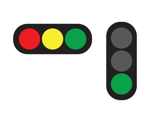 Set of Traffic Light Icon Showing Red, Yellow, and Green Signals.  Traffic light icon set. Traffic signal signs. Street regulation system signals