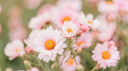 Fototapeta premium Soft Bokeh Pink White and Orange Flowers
