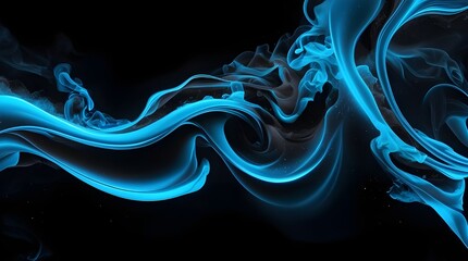 Abstract Blue Smoke Flowing on Dark Background Illustration Design