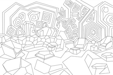 Abstract geometric shapes, intricate patterns, and crystalline forms.
