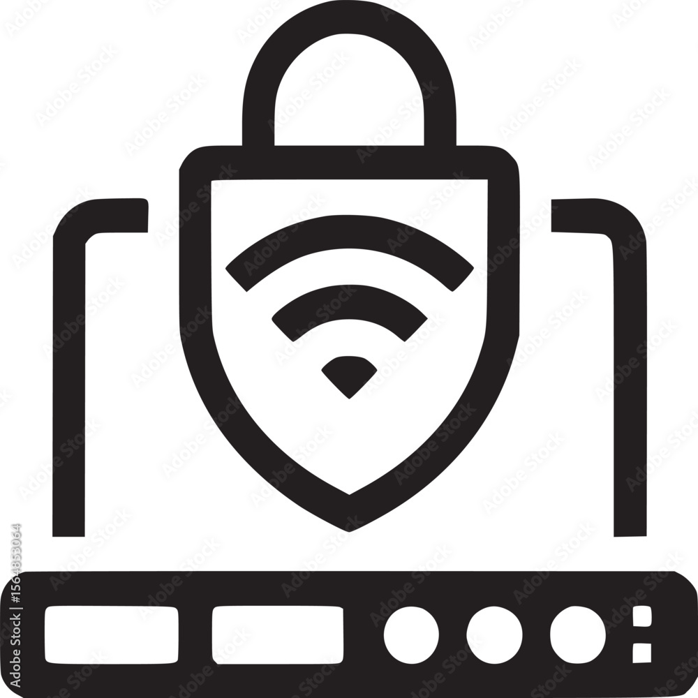 Poster secure wifi connection icon router security network protection wireless internet safety and privacy 