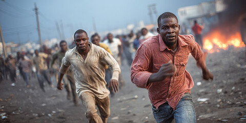 Protesters flee from police during clashes in urban area of Africa amidst rising tension