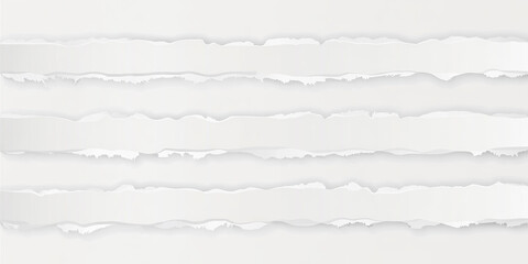 Four Horizontal Strips of Torn White Paper on a Light Gray Background