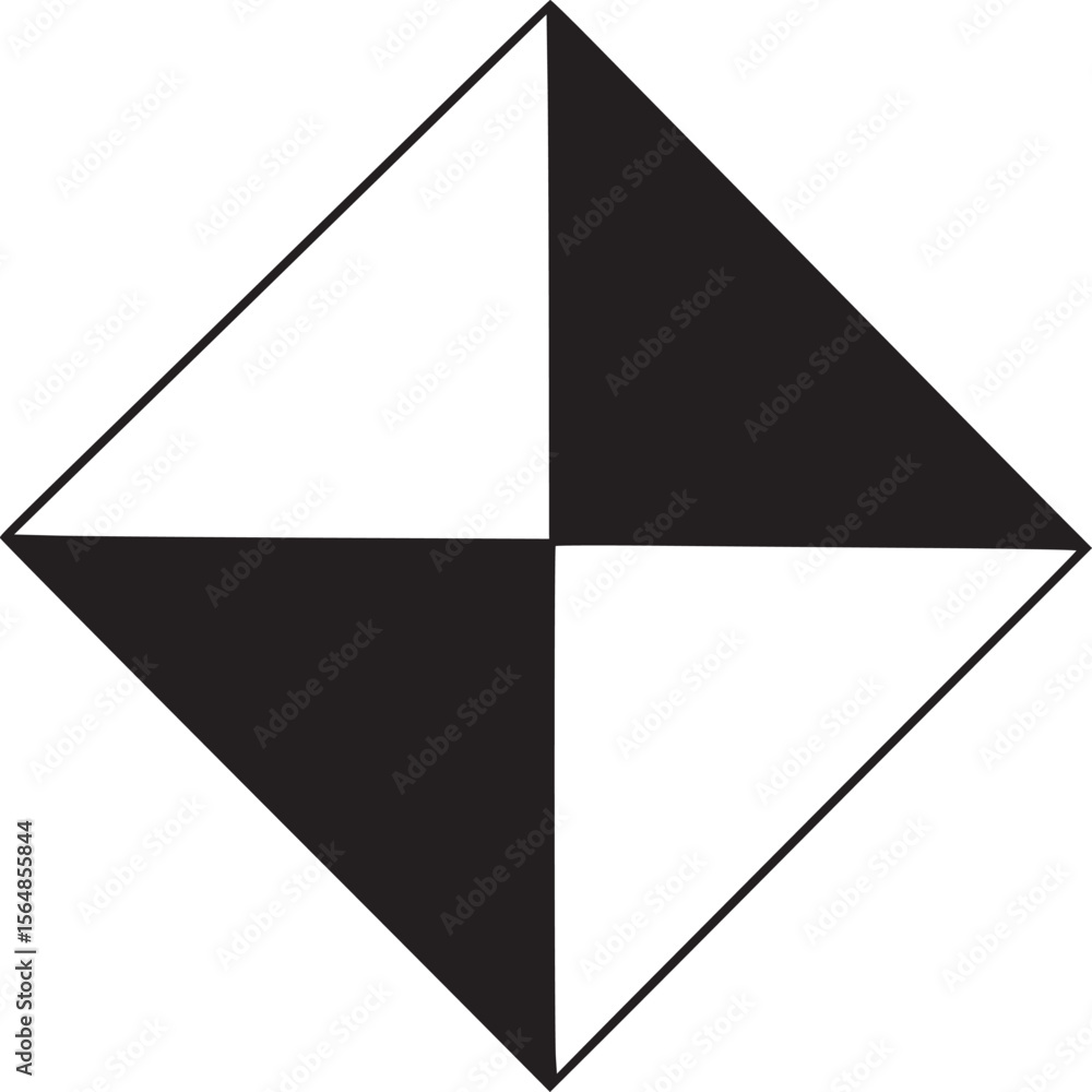 Poster Abstract geometric diamond shape black and white graphic design element for modern art and background use on transparent background