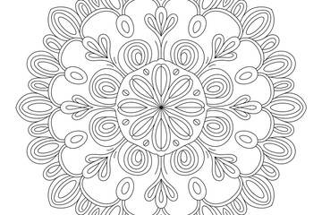 Intricate black and white mandala design.
