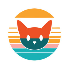 Cat Silhouette with Three Whiskers on Sunset