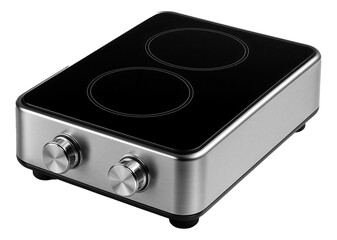 Fototapeta premium Compact glass-ceramic stove with a glossy finish, designed for easy storage in a small urban home.