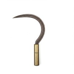 Vintage Handmade Tool with Curved Blade and Brass Handle