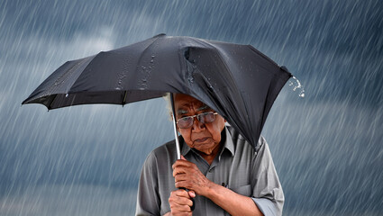 man under umbrella