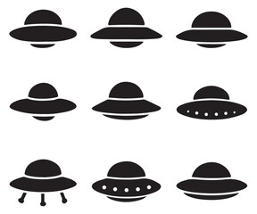UFO Silhouette Vector Set – Alien Spaceship Icon Collection
