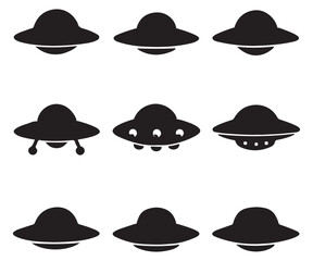 UFO Silhouette Vector Set – Alien Spaceship Icon Collection