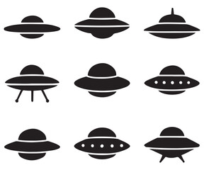 UFO Silhouette Vector Set – Alien Spaceship Icon Collection