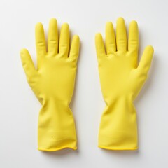 Obraz premium Yellow Rubber Gloves for Cleaning Tasks and Household Chores