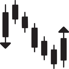 Stock market candlestick chart pattern analysis and trading indicator for investment strategy and finance on transparent background
