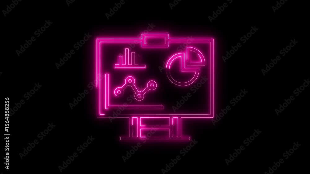 Aufkleber neon presentation board with financial charts animation business report and statistics loop