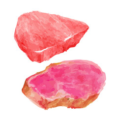 a piece of bread with a pink frosting on it