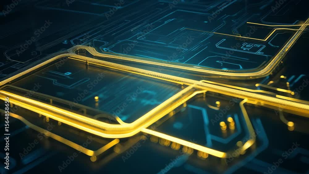 Aufkleber abstract circuit board design with glowing lines and blue background
