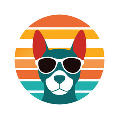 Dog in Aviator Sunglasses on Sunset Scene