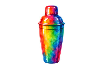 Multicolor Bartender Shaker for Drinks Isolated on a Transparent Background
