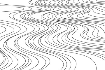 Abstract wavy lines, black and white design.

