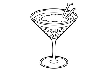 A martini glass filled with a coffee cocktail.
