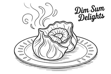 Steaming dim sum, a delicious dish on a plate.
