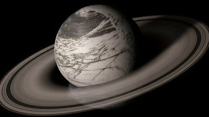 Planetary ringed system, a distant world in space.