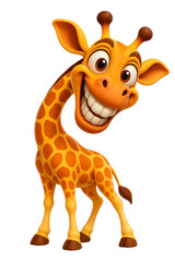 Obraz premium Cartoon giraffe smiling and posing with cheerful expression 