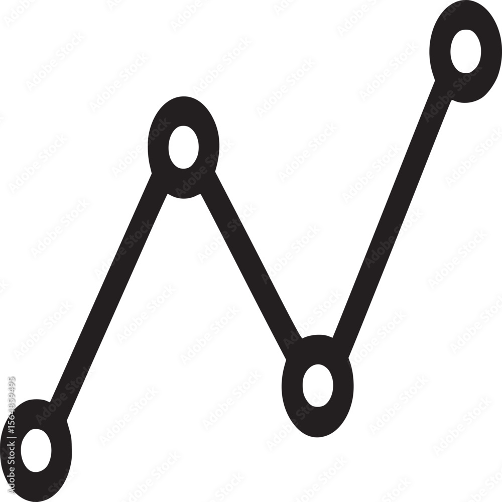 Poster black line graph with circles vector illustration for data analysis and trends representation design