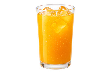 Bright Yellow Orange Drink with Bubbles Isolated on a Transparent Background