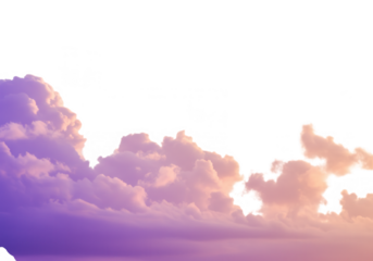 A breathtaking view of vibrant purple and orange clouds at sunset, isolated on transparent background