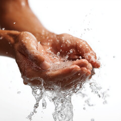 Fototapeta premium washing hands with water isolated on a white background