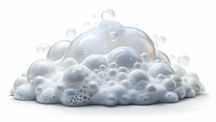 White foam texture from soap or shampoo isolated on background