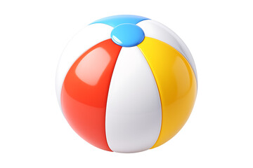 Realistic 3D Illustration of a Colorful Inflatable Beach Ball, Isolated on a Transparent Background