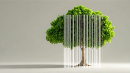 Barcode forming tree shape, metaphor for eco commerce