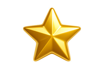 Golden 3D Star Icon Symbol Isolated on a Transparent Background