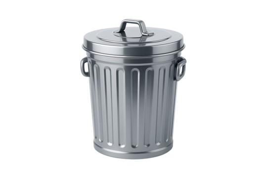 Steel Rubbish Bin Design Icon Isolated on a Transparent Background