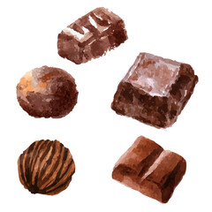 a group of chocolates on a white background