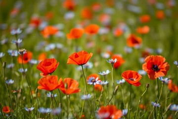 field of red poppies