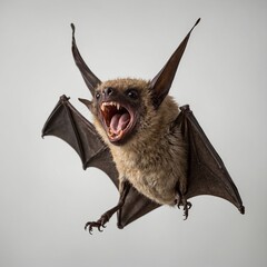 A bat mid-screech, mouth open wide, isolated on white



