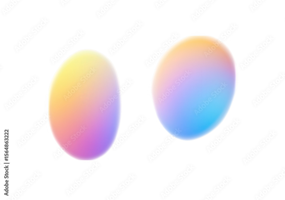 Poster two pastel gradient oval shapes isolated on transparent background, creating a vibrant and colorful 