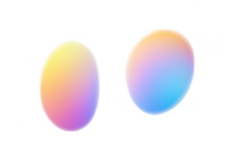 Two pastel gradient oval shapes isolated on transparent background, creating a vibrant and colorful abstract design element
