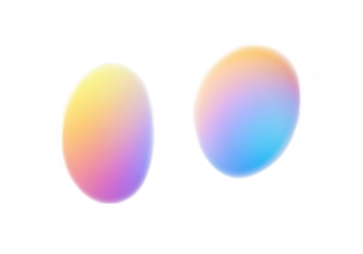 Two pastel gradient oval shapes isolated on transparent background, creating a vibrant and colorful abstract design element